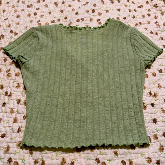 SO Juniors Green Crop Top Shirt w/ Buttons Size XS - Picture 2 of 4